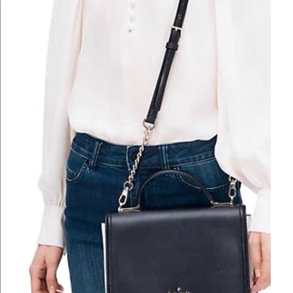 🌸 Kate Spade Maisie Leather Crossbody Handle Purse Black - Picture 4 of 5